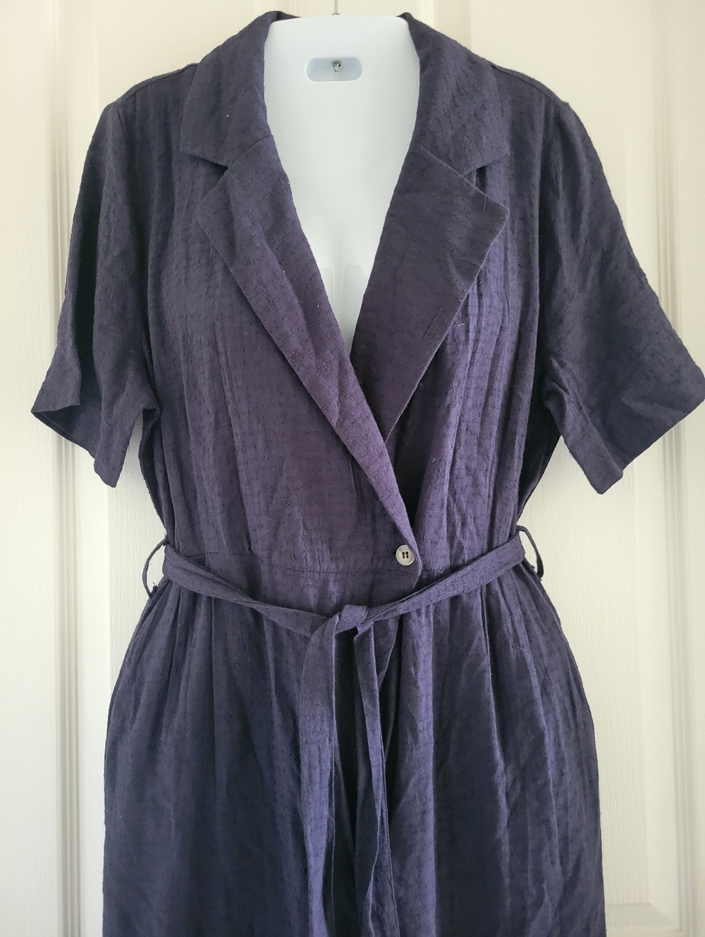 HYFVE | Classic Dark Navy Short Sleeve Self Tie Maxi Wide Leg Jumpsuit (SIZE S) - Picture 6 of 14
